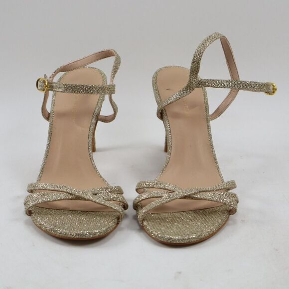 🔥Stuart Weitzman Starla 80 Strappy Stiletto Pumps, Gold Glitter 6US MSRP$425🔥 - Picture 3 of 9